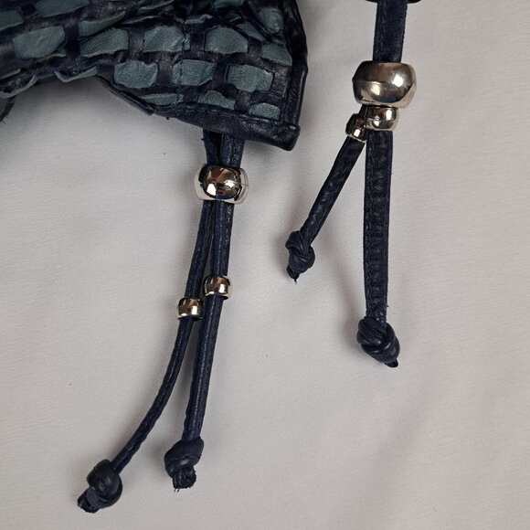 Vintage Ralston Woven Quilted Blue Leather Shoulder Hobo Style Bag - Picture 8 of 16